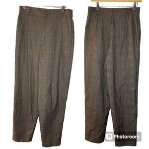 Strategy by Fundamentals Tartan Brown Classic Pants Plaid Trousers VTG Size 12